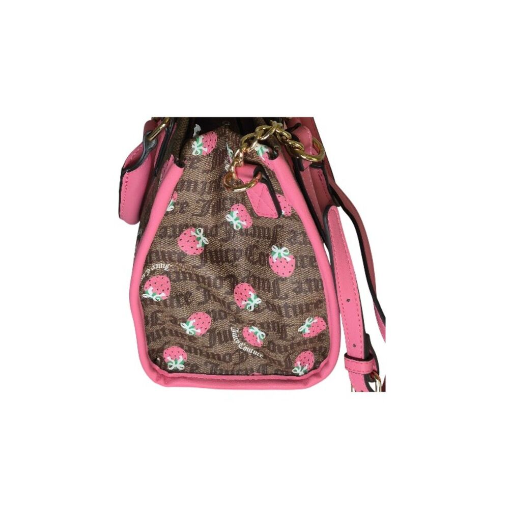 Juicy Couture Strawberry Monogram Satchel Crossbody Bag Pink Trim NWT - Picture 5 of 10